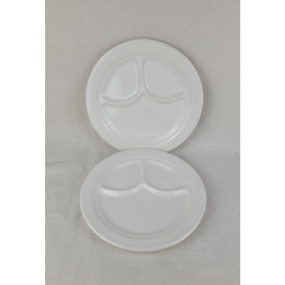 Lot of 2 Vintage Japan Buffalo Rock Stoneware Divided Plates